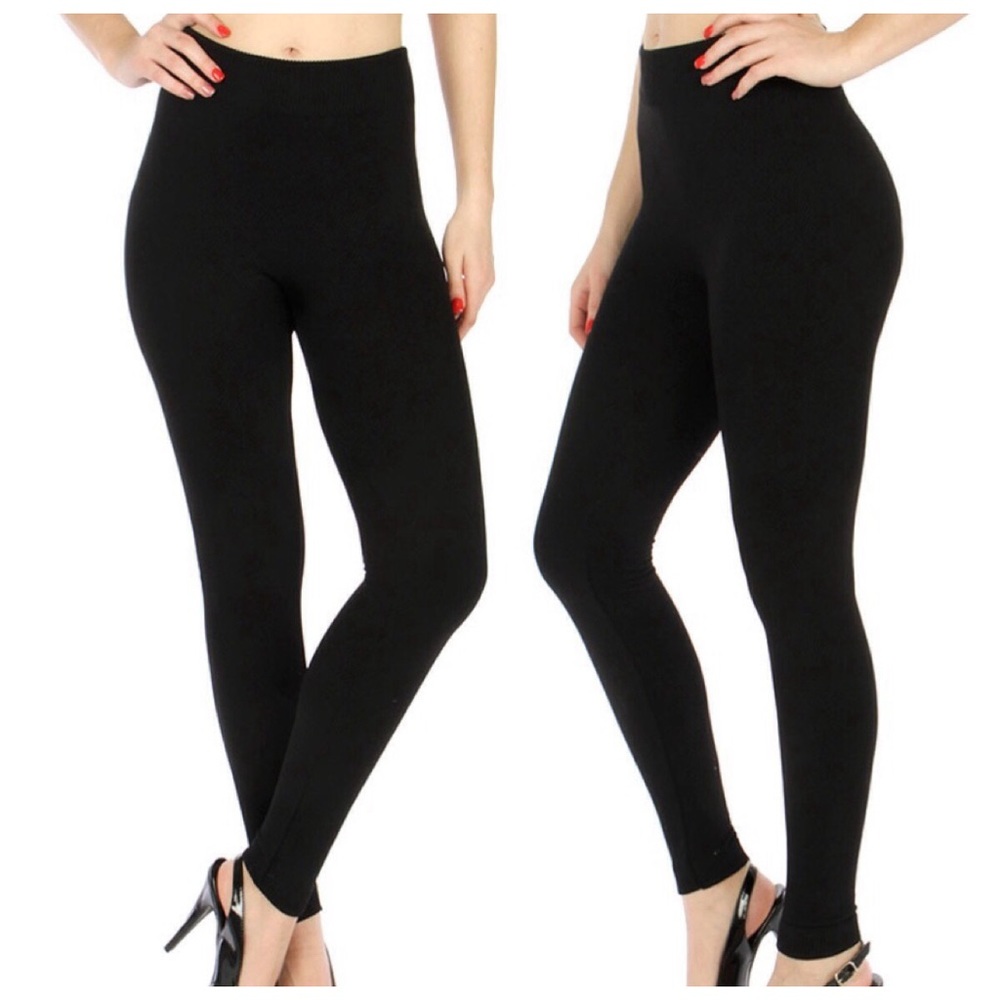 Black Textured Fleece Lined Legging Pants Size S/M NWT